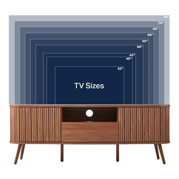 Damien 70 in. Farmhouse Curved TV Stand with Drawer and Storage Doors Fits TVs up to 75 in. with Cable Management - JONATHAN Y